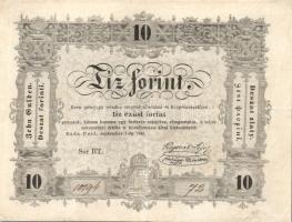 1848. 10Ft "Kossuth bankó" T:nagyon szépen kis mértékben restaurált