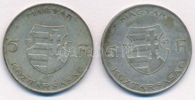 1947. 5Ft Ag "Kossuth" (2x) T:2-,3 patina Adamo F8.1