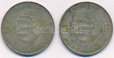 1947. 5Ft Ag "Kossuth" (2x) T:2-,3 patina Adamo F8.1
