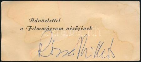 Rózsa Miklós (1907-1995) Oscar-díjas zeneszerző aláírása üdvözlőkártyán