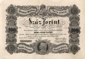 1848. 100Ft "Kossuth bankó" T:igen kis mértékben, szépen restaurált