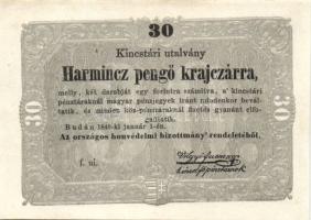 1849. 30kr "Kossuth bankó" erősen ferdén nyomva! T:II+ csak egyszer hajtott!