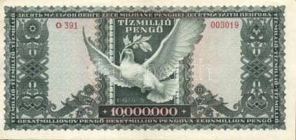 1945. 10000P(2x), 10000P bélyeggel(6x), 100000p(1x), 10000000P(2x), 100000P(1x) T:II+ csak egyszer h...