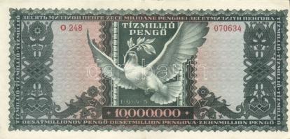 1945. 10000P(2x), 10000P bélyeggel(6x), 100000p(1x), 10000000P(2x), 100000P(1x) T:II+ csak egyszer h...