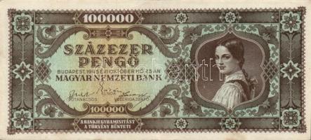 1945. 10000P(2x), 10000P bélyeggel(6x), 100000p(1x), 10000000P(2x), 100000P(1x) T:II+ csak egyszer h...