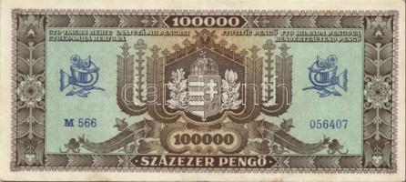 1945. 10000P(2x), 10000P bélyeggel(6x), 100000p(1x), 10000000P(2x), 100000P(1x) T:II+ csak egyszer h...