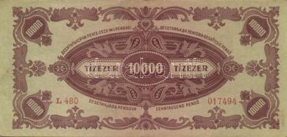 1945. 10000P(2x), 10000P bélyeggel(6x), 100000p(1x), 10000000P(2x), 100000P(1x) T:II+ csak egyszer h...
