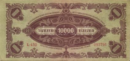 1945. 10000P(2x), 10000P bélyeggel(6x), 100000p(1x), 10000000P(2x), 100000P(1x) T:II+ csak egyszer h...
