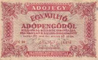 1946. 1000000AP ötjegyű sorszám, Vj, normál + fordított címerrel összesen 2klf típus T:II/III