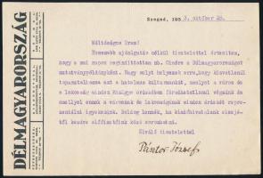 1933 Szeged, Délmagyarország újság fejléces levélpírjára írt levél