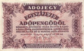 1946. 100000AP(7x) fehér papír, vj nélkül T:I-,II+,II,II-