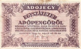 1946. 100000AP(7x) fehér papír, vj nélkül T:I-,II+,II,II-