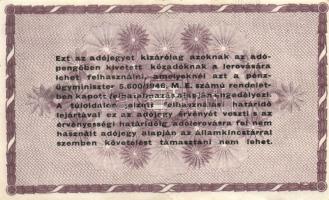 1946. 100000AP(7x) fehér papír, vj nélkül T:I-,II+,II,II-