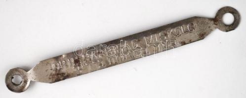 cca 1930 Kóserságot igazoló fémpánt, "Orthodox Rabbiság Miskolc" felirattal, magyar és héb...