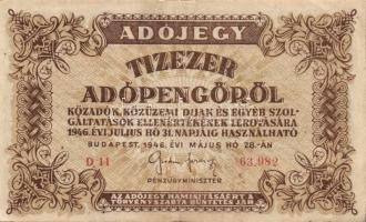 1946. 10000AP(12x) ötjegyű sorszámmal, vj-lel T:II,II/III+
