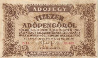 1946. 10000AP(12x) ötjegyű sorszámmal, vj-lel T:II,II/III+