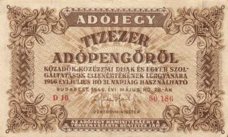 1946. 10000AP(12x) ötjegyű sorszámmal, vj-lel T:II,II/III+