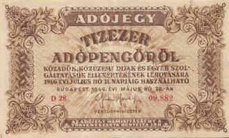 1946. 10000AP(12x) ötjegyű sorszámmal, vj-lel T:II,II/III+