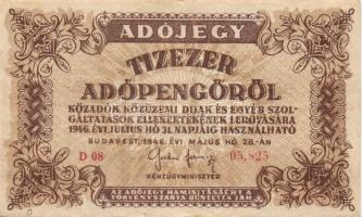 1946. 10000AP(12x) ötjegyű sorszámmal, vj-lel T:II,II/III+