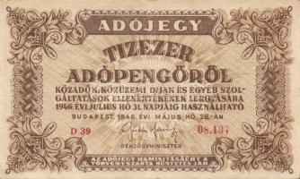 1946. 10000AP(12x) ötjegyű sorszámmal, vj-lel T:II,II/III+