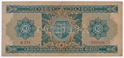 1946. 10Ft "A234 029066" T:III 
Hungary 1946. 10 Forint "A234 029066" C:F 
Ada...