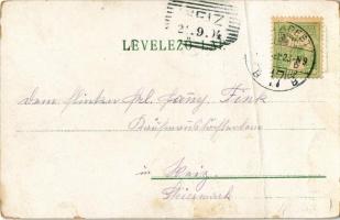 1904 Budapest V. Klotild főhercegnő palotái, Ferenciek tere, épülő Erzsébet híd. Erdélyi cs. és kir....