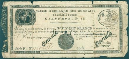 Franciaország/Rouen 1797-1803. 20Fr T:IV- R!