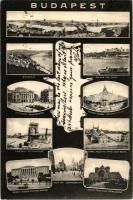 1905 Budapest, Királyi vár, Népszínház, Nemzeti színház, Lánchíd, Ferenc József híd, Nemzeti múzeum, Központi (Keleti) pályaudvar. Art Nouveau