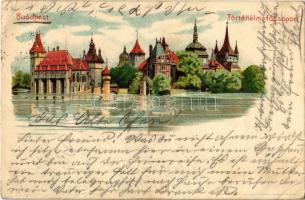 1900 Budapest XIV. Városliget, Történelmi főcsoport, Vajdahunyad vára. Kosmos S. IX. Art Nouveau, litho (EK)