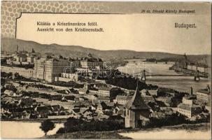 Budapest I. Kilátás a Krisztinaváros felől, Királyi vár, Lánchíd, Tabán. Divald Károly 28. sz.