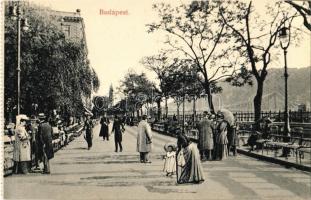 Budapest V. Ferenc József rakpart, korzó, villamos - képeslapfüzetből / from postcard booklet