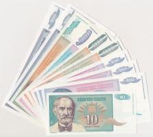 Jugoszlávia 1992-1994. 10-5.000.000D (10x) 6db klf bankjegy T:I,I- Yugoslavia 1992-1994. 10 - 5.000.000 Dinara (10x) 6pcs of different banknotes C:UNC,AU