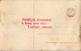 Budapest XVI. Mátyásföld, Traiber Villa. Telefonszám 10. Hátoldalon Traiber János újévi üdvözlete (R...