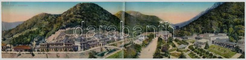 Herkulesfürdő, Baile Herculane; kinyitható panorámalap / folding panoramacard (fa)