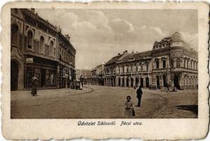 1928 Siklós, Pécsi utca, Fürst Gyula üzlete, Takarék és hitelbank (EK)