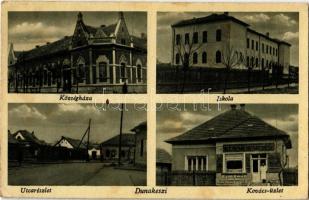 Dunakeszi, utca, községháza, iskola, Kovács üzlete és saját kiadása (Rb)