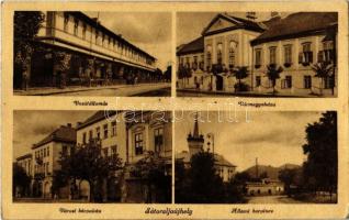 1944 Sátoraljaújhely, Vasútállomás, Vármegyeháza, Városi bérpalota, Állami borpince. Aigner Lajos kiadása