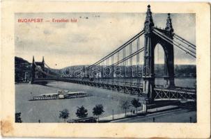 1910 Budapest, Erzsébet híd, gőzhajó (EK)