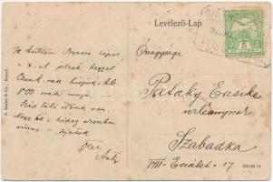 Brassó, Kronstadt, Brasov; Ferenc József tér, Tanácsháza, Milleniumi Árpád emlékmű, Kapu utca, Koron...