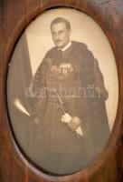 Galánthai gróf Esterházy János (1901-1957) fotója üvegezett fa keretben, Angelo photos, kartonra ragasztva, 22,5×15,5 cm