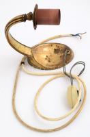 Régi réz fali lámpa, kapcsolóval, 15,5×22×9 cm