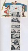 Kaposvár, repülős népviseletes leporelló / Folklore, aircraft, leporellocard s: Bernáth