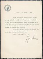 1930 Miskolc, Tiszai Ág. Hitv. Ev. Egyházkerület Miskolci Jogakadémia dékánja által írt levél, aláírással