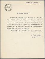 1934 Szeged, A M. Kir. Ferenc József tudományegyetem rektora által küldött meghívólevél