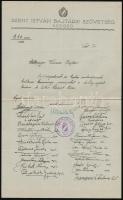 1933 Szent István Bajtársi Szövetség Szeged fejléces papírja sok aláírással
