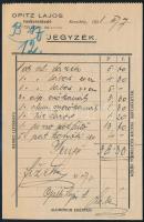 1931 Keszthely, Opitz Lajos vaskereskedő fejléces számlája