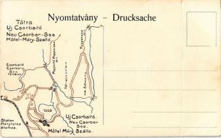 Tátra, Magas Tátra, Vysoké Tatry; Új Csorba, Móry szálló, térkép a hátoldalon / Neu Csorba, Hotel Mo...