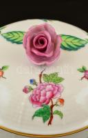 Herendi Eton mintás bonbonier, kézzel festett, jelzett, apró kopásokkal, a rózsán kis lepattanásokka...