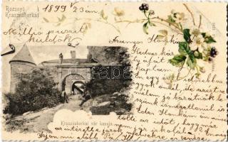 1899 Krasznahorkaváralja, Krásnohorské Podhradie (Rozsnyó); vár. Kiadja Falvi Jenő / Hrad Krásna Horka / castle. floral, litho