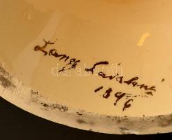 cca 1900 Schütz Cilli díszkancsó, kézzel festett, jelzett, apró kopásokkal, a talpán lepattanásokkal...